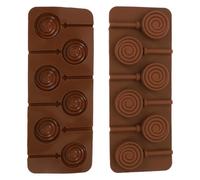 ADOCARN 2 Moldes de Silicona para Piruletas de Chocolate, Moldes Antiadherentes y Portátiles en Color Café, Ideales para Fiestas y Repostería Casera