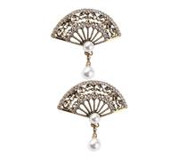 ADOCARN 2 Piezas Broches de Bisutería Vintage Forma de Abanico Diseño Retro Mate de Accesorios para Bodas y Moda con Chino