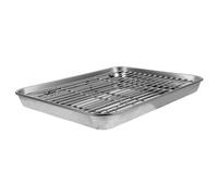 ADOCARN 2 Piezas Set de bandeja para hornear de drenaje asar goteo material horneado drenar rejilla para calentar planchas bandeja para hornear rectangular tostador Plata