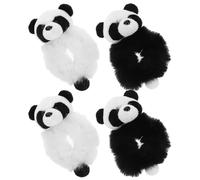 ADOCARN 4 Coleteros Adorables y Fáciles de Usar Diseño de Panda Elásticos de Felpa Accesorios Cabello que No Dañan el Pelo, Ideales para Compartir Amigas