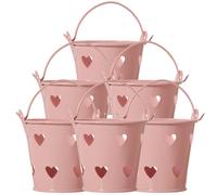 ADOCARN 6 Cubos Metálicos Pequeños Decorativos de Metal Rosa con Asas, Mini Cubos para Dulces y Snacks, Accesorios para Candy Bar y Decoración en Fiestas Infantiles y Cumpleaños