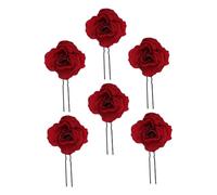 ADOCARN 6piezas Horquillas De Rosa Rojas Para Novias Tocados De Flores Artificiales Para Bodas Accesorios De Cabello Elegantes y Únicos Para Mujeres