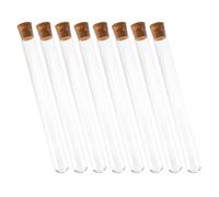 ADOCARN 8 Tubos de Ensayo de Vidrio y Fácil de Limpiar con Fondo Redondo y Tapones de Corcho de Madera, Superficie Lisa para Experimentos de Química y Prácticas Educativas