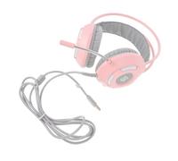 ADOCARN Auriculares Estéreo para Juegos Reducción de Ruido y Micrófono, Diseño Cerrado en Color Rosa Cable de 2 Metros para Ordenador y Uso Gaming