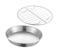 ADOCARN Bandeja para Hornear y Rejilla Inoxidable Diseño Circular de Rejilla para Drenar Aceite Enfriar y Asar Compatible con Diversos Moldes y Usos de Cocina