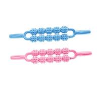 ADOCARN Bastón de Masaje de 10 Ruedas 2piezas Rodillo Muscular para Piernas y Espalda Masajeador Manual Portátil Herramienta de Relajación para Yoga Compacto y Duradero
