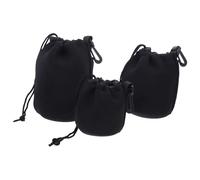 ADOCARN Bolsa Cordón y Mosquetón Reforzado de Neopreno Negro para Lentes de Cámara Protección contra Golpes Accidentales Paquete de 3 Unidades para Uso en Exteriores