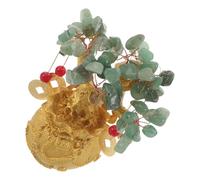 ADOCARN Bonsái de Árbol del Dinero de Cristal Verde para Feng Shui Bolsa de Dinero Dorada, Resina y Fácil Mantenimiento, Decoración China de Buena Suerte para Escritorios y Salones