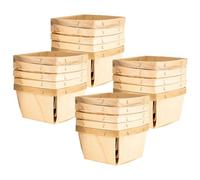 ADOCARN Caja de Almacenamiento Ventilación y Diseño Rústico 24 Piezas Contenedor Cuadrado bajo Bayas de Madera Beige Adecuado para Refrigeradores y Desayunos