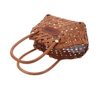 ADOCARN Cesta de Flores Tejida a Mano de Madera con Asas, Diseño Resistente y Flexible, Cesta Boho Vintage Adecuado para Frutas y Decoración en Espacios de Vida y Fiestas