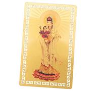 ADOCARN Colgante Kuan Yin de Metal Dorado Amuleto para Protección Tarjeta de Decoración Hogar Amuleto de Suerte 2 Piezas