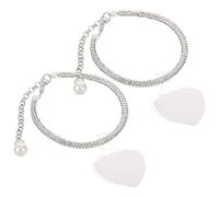 ADOCARN Correas para tacones de mujer de aleación de zinc con tiras de perlas y diamantes de imitación, correas desmontables para tacones plata, 29.50X1.00X1.00CM, uso en eventos formales
