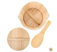 ADOCARN Cubo para Cocinar Arroz al Vapor Hecho a Mano Madera Natural, Incluye Tapa y Es Fácil de Limpiar para Uso en Cocina al Vapor