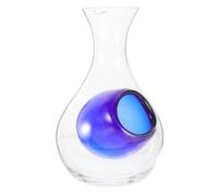 ADOCARN Decantador de Vino de Cristal de 400 Ml con Cavidad para Hielo, Dispensador Práctico en Color Azul, Jarra para Vino Tinto y Whisky, Adecuado para Servir y Enfriar en Hogar