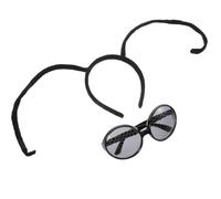 ADOCARN Diadema Antenas de Insectos para Disfraces de Fiesta y Cosplay, Accesorio de Cabello Gafas Decorativas, Diseño Hormiga Abeja Mosca, Color Negro, 1 Set para Eventos y Carnaval