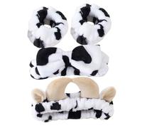 ADOCARN Diademas De Spa Estampado De Vaca Diadema Para Cuidado De Muñequeras Elásticas Para Mujeres y Niñas Para Baño y Maquillaje