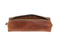 ADOCARN Estuche de Cuero Plena Flor Marrón Cremallera, Gran Capacidad, para Lápices y Bolígrafos, Organizador Portátil para Oficina, Universidad y Artistas, Bolsa de Papelería Vintage