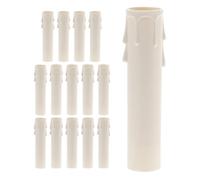 ADOCARN Fundas de Plástico para Velas de Araña 15 Piezas, Manga Protectora Antigoteo en Forma de Lágrima, Diámetro 30 Mm X 100 Mm, Color Níveo, Accesorio para Portalámparas y Tubos