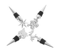 ADOCARN Juego de 4 Tapones Navideños para Botellas de Vino Cierre Hermético de Metal Grado Alimenticio Diseño Festivo Santa Claus Reno Árbol de Navidad Estrella para Conservar