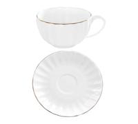 ADOCARN Juego de Taza de Café y Té de Cerámica en Estilo Europeo con Platillo, Set Versátil para Hogar u Oficina, Diseño Clásico y Delicado