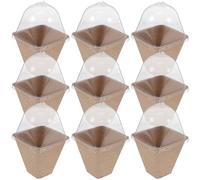 ADOCARN Kit de 10 Macetas para Plántulas con Cúpula Ventilada y Diseño de Orificio Central, Macetas de Vivero Biodegradables de Pulpa de Papel y Pet para Jardinería Doméstica, Que