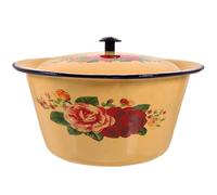 ADOCARN Lavabo Esmaltado Vintage Fácil de Almacenar con Tapa, Cuenco Multifuncional de Esmalte con Diseño Retro Simple para Hotel y Restaurante