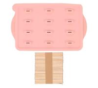 ADOCARN Moldes Lekue Helados de Silicona y Madera con 12 Cavidades para Hacer Paletas de Hielo DIY con Palitos de Madera, Herramienta Creativa para Helados y Yogur