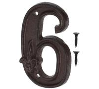 ADOCARN Número de Puerta de Casa Retro de Hierro Fundido Diseño Irregular y Aspecto Martillado para Instalar en Cerca Tornillos de Montaje