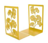 ADOCARN Organizador de Libros Decorativo de Metal Amarillo para Escritorio y Oficina, Sujetalibros Prácticos y Estables Diseño Elegante, Pack de 2 Unidades