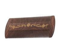 ADOCARN Peine Anticaspa de Madera de Sándalo Dientes Finos, 12 Cm, Detalle Dorado, para Mujeres y Mascotas, Herramienta de Aseo Eficaz para Eliminar Piojos y Caspa en Viaje