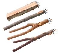 ADOCARN Perchas de Madera Natural para Loros y Pájaros Fijación de Tornillo Estable y Fiable, Juego de 4 Piezas para Jaulas de Pájaros