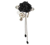 ADOCARN Pinza Cabello Mecánica Estilo Steampunk, Clip Negro Engranajes y Rosa, Accesorio Lolita para Cosplay y Fiestas, Accesorios Cabello de Anime para Mujeres y Niñas