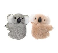 ADOCARN Pinzas Pelo de Koala Peluche 2 Unidades Tamaño Pequeño Accesorios para Cabello Mujeres y Niñas Uso Diario Diseño Suave Color Caqui y Gris