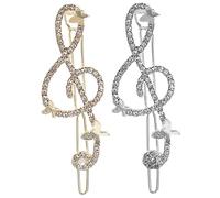 ADOCARN Pinzas Pelo Nota Musical 2 Unidades Tamaño Pequeño Aleación Dorada y Plateada Para Mujer y Niña Uso Diario y Fiestas