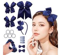 ADOCARN Pinzas y Lazos Pelo, Accesorios para Niñas y Mujeres Jóvenes, 1 Unidad, Azul Marino, Tamaño Único, para Uso Diario y Peluquería