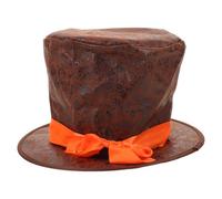 ADOCARN Sombrero de vaquero: Sombrero de copa para disfraz de mago - Gorra victoriana para hombre, disfraz de mago, obra de teatro, musical, Halloween, marrón