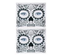 ADOCARN Tatuajes Temporales de Esqueleto para Halloween y Día Muertos, 2 Piezas Impermeables de Papel Negro se Adhieren Firmemente Piel para Fiestas