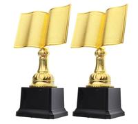 ADOCARN Trofeo de Lectura Dorado de plástico, 2 Piezas en Forma de Libro, Premio para Actividades Familiares y Competencia Escolar de Lectura
