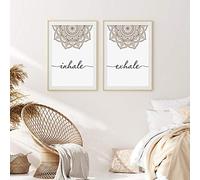 AdoDecor 2 Piezas, Cuadros decorativos, Bohemian Exhale Inhale Zen Póster Cuadros decoracion salon modernos, Decoración de la habitación de yoga Mandala Cuadros decoracion dormitorios(Sin marco)