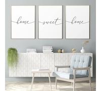 AdoDecor Family, Sweet, Home Conjunto de cuadros con dibujo de corazón en blanco y negro, pósteres e impresiones para sala de estar y dormitorio, sin marco.