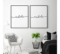 AdoDecor Laminas decorativas pared Inhale Exhale Señales Cuadros cabecero cama poster Pósteres e impresiones de Pilates en blanco y negro Cuadros decoracion dormitorio salon modernos(Sin marco)