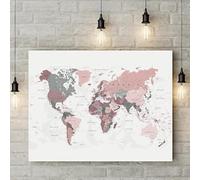 AdoDecor Láminas decorativas poster Mapa mundial rosa rubor y gris Cuadros abstractos Fondo de la sala de estudio Cuadros decoracion dormitorio salon modernos(Sin marco)