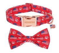 ADOGGYGO Collar de perro del 4 de julio con pajarita, pajarita roja desmontable de la bandera de Estados Unidos, hebilla de metal, collar de bandera patriótica estadounidense para perros pequeños (S)