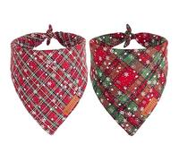 Adoggygo Paquete de 2 pañuelos para perro, Navidad, elegante bufanda de copo de nieve a cuadros, tela duradera de alta calidad, varios tamaños ofrecidos, pañuelos de Navidad para perros medianos y grandes mascotas (grande, rojo)