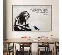 ADOHOME Banksy Girl With Blue Bird Motivational Canvas Painting Abstract Street Graffiti Poster Print Office Wall Art Decor(20 x 30 cm)