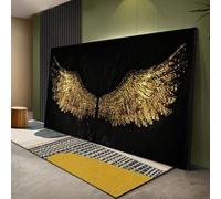 ADOHOME Lienzo abstracto con alas de ángel, arte dorado para pared, pósteres e impresiones de alas, imágenes de alas, decoración del hogar, 80 x 160 cm, sin marco