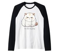 Adolescente gamer lindo gato Kawaii divertido "I'd Rather be Gaming" Camiseta Manga Raglan