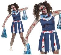 Adolescente Zombie Cheerleader Disfraz Halloween Niñas Escuela + Pompones