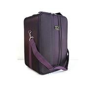 Adolfo Design Caja de viaje mediana para peluca con asa superior, correa para el hombro y doble cremallera, funda de transporte con base extraíble para sujetar la cabeza, negro y morado,
