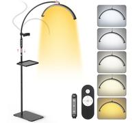 Adonafy Lampara Extensiones de Pestañas: 18" Plegable Lampara LED de Pie Para Pestañas con 5 Colores Regulables & Rotación de 360° para Salón, Hogar, Negro